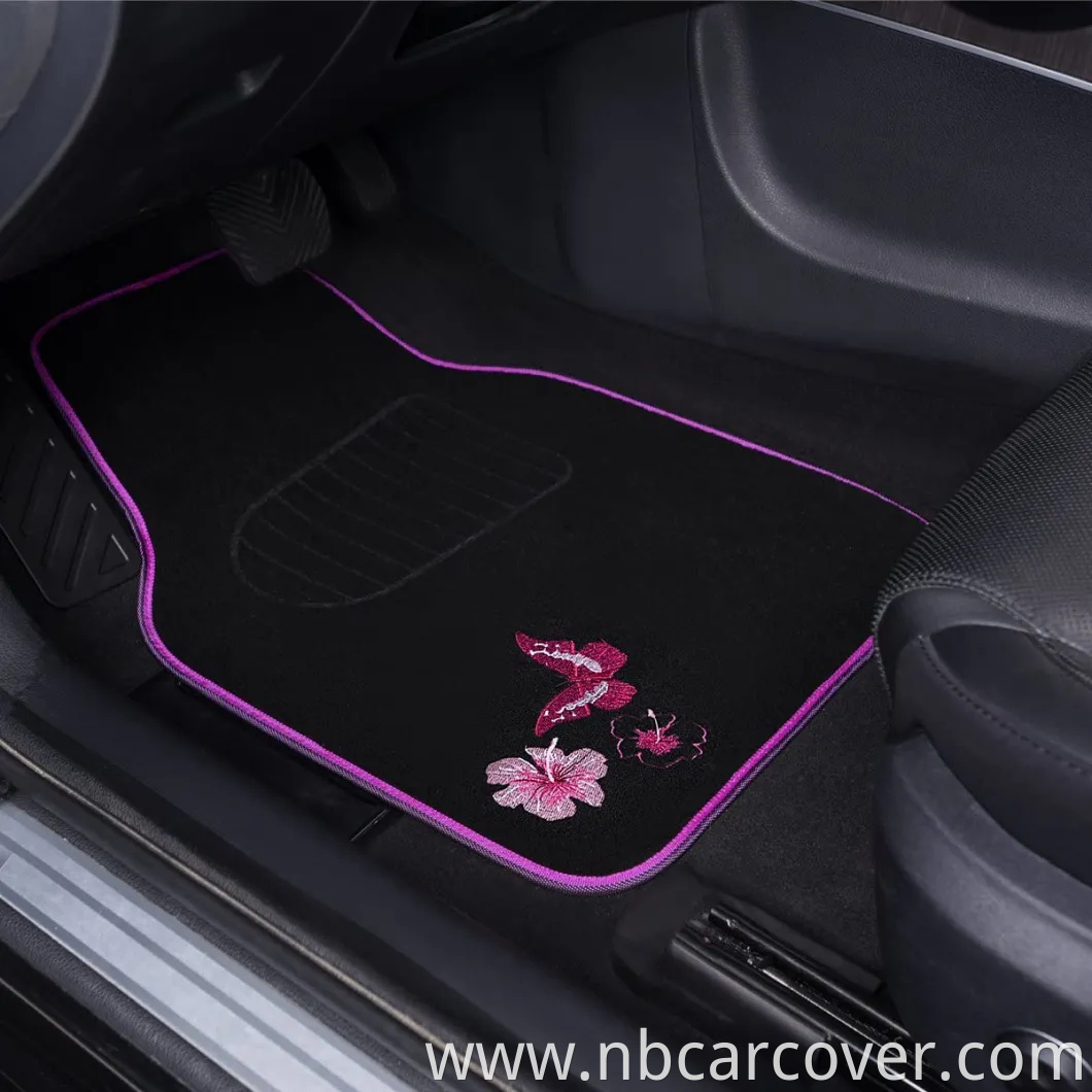 Black Black Carpet Floor Mat with Driver Heel Pad